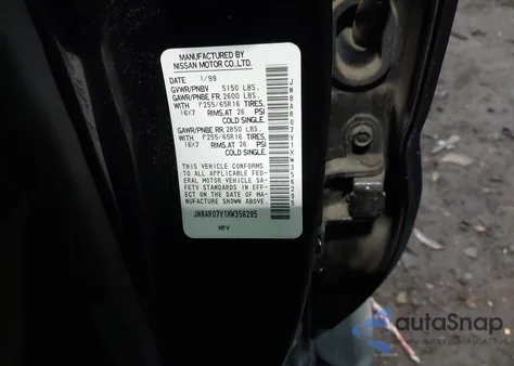 1999 Nissan Pathfinder Le/Se/Xe z USA, uszkodzony, nr VIN JN8AR07Y1XW356295